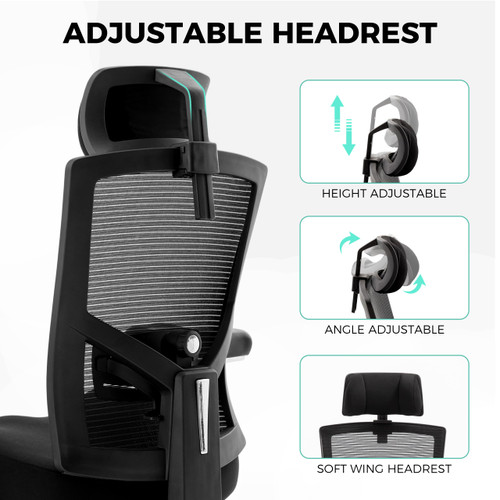 600lbs Big and Tall Office Chair,Oversized Ergonomic Breathable Mesh Desk Chair with W-Shape Thicken Seat Cushion,Computer Chair Upgraded 4D Armrest with Adjustable Lumbar Support&Headrest