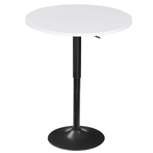 Bar Table, Height-Adjustable Round Pub Table 27-35.4 Inches with Sturdy Base, Modern Style, Easy to Assemble, Suitable for Small Space, White BW58BT01G1
