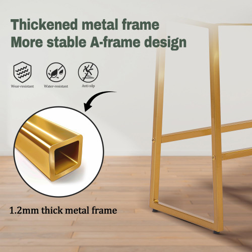 White & Gold Counter Height Bar Stools Set of 2 for Kitchen Counter Backless Kitchen Island Barstools with Upholstered Faux Leather Seat and Metal Frame Modern Industrial 24 inch Bar Chairs