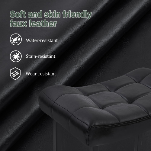 Black Bar Stools Set of 6 for Kitchen Island Counter Height Stools Modern Backless Barstools with Upholstered Faux Leather Saddle Seat and Metal Frame Industrial Bar Chairs, 24 inch