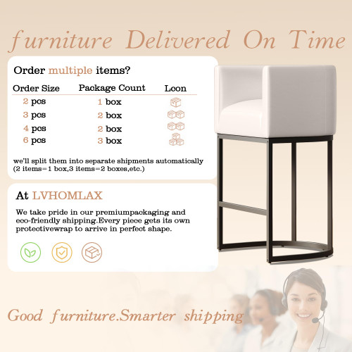 26" Modern Counter Height Bar Stools,UP Leather Upholstered Barrel Barstools with Backs,Island Chairs bar stools Set of 1,Metal Black Frames,Beige White Leather