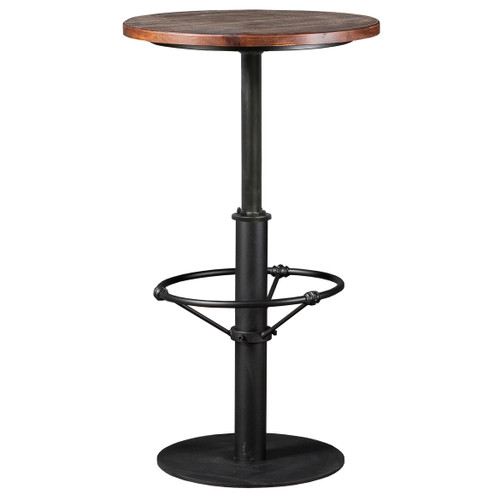 42" Tall Rustic Industrial Bar Table-19.68" Dia Round Wooden Top Metal Bar Height Adjustable Standing Pub Table-Dining Room Bistro Table-Cocktail Table