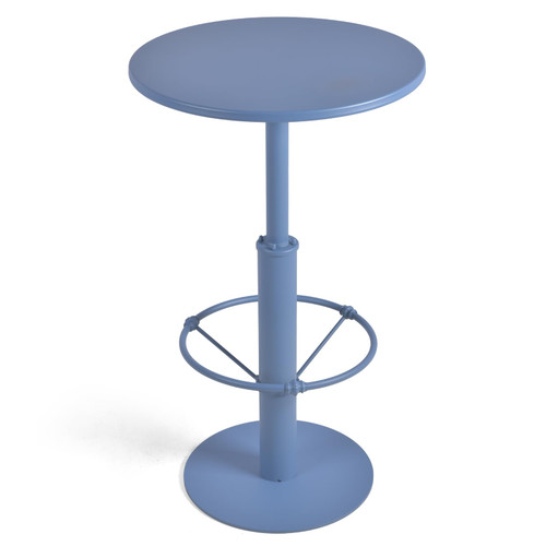 42" Tall Modern Industrial Bar Table-23.6" Dia Round Metal Top Bar Height Adjustable Standing Pub Table-Dining Room Bistro Table-Cocktail Use (Pigeon Blue)