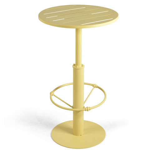 42" Tall Modern Industrial Bar Table-23.6" Dia Round Metal Top Standing Pub Cocktail Bistro Table-Indoor Outdoor Patio-Commercial Grade, Heavy Duty (Lemon-Yellow)