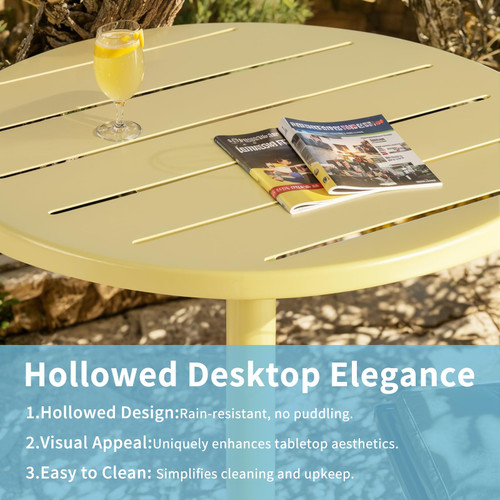 42" Tall Modern Industrial Bar Table-23.6" Dia Round Metal Top Standing Pub Cocktail Bistro Table-Indoor Outdoor Patio-Commercial Grade, Heavy Duty (Lemon-Yellow)