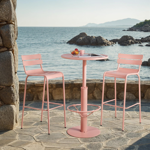 42" Tall Modern Industrial Bar Table-23.6" Dia Round Metal Top Standing Pub Cocktail Bistro Table-Indoor Outdoor Patio-Commercial Grade, Heavy Duty (Peach-Pink)