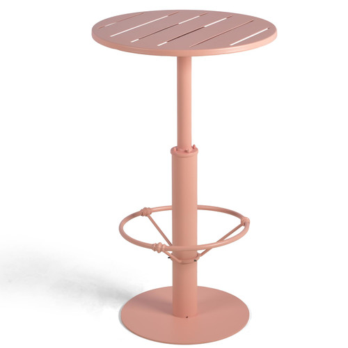 42" Tall Modern Industrial Bar Table-23.6" Dia Round Metal Top Standing Pub Cocktail Bistro Table-Indoor Outdoor Patio-Commercial Grade, Heavy Duty (Peach-Pink)