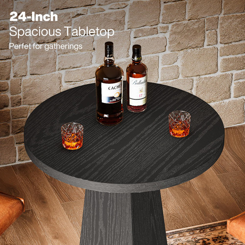 Bar Table, 37.4" High Round Pub Table for Small Bars, Dining Room, Kitchen, Black (Only Table)