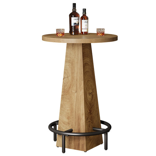 Bar Table, 37.4" High Round Pub Table for Small Bars, Dining Room, Kitchen, Wood Color (Only Table)