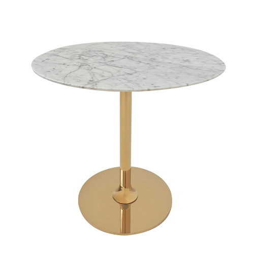 Round Marble Coffee Table with Sleek Metal Frame, Modern Nordic Side Table with, Elegant Nightstand for Living Room, Bedroom, Entryway, and Office - Durable, Easy to Clean