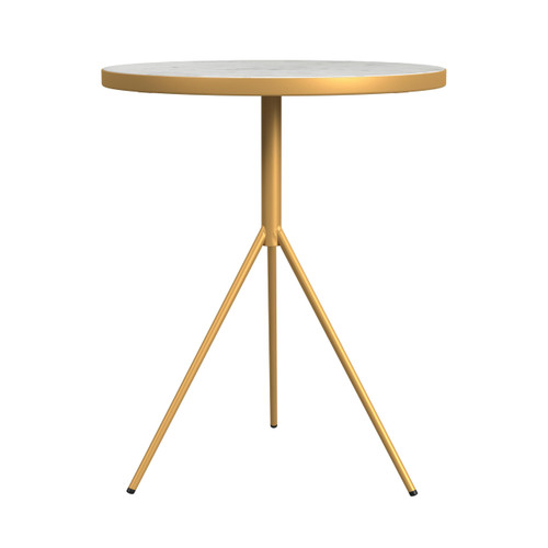 Marble Top End/Side Round Table with Gold Base