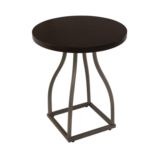 Lindsay Round Accent Table with Metal Base - Umber Brown