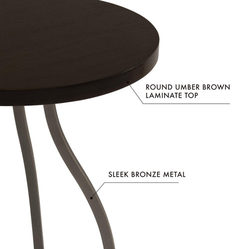 Lindsay Round Accent Table with Metal Base - Umber Brown