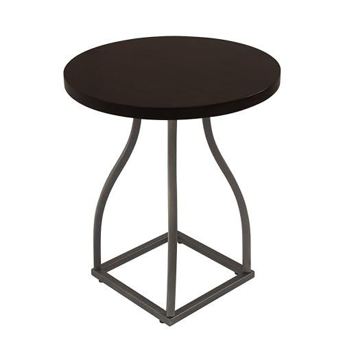 Lindsay Round Accent Table with Metal Base - Umber Brown