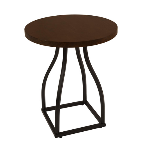 Lindsay Round Accent Table with Metal Base - Brown