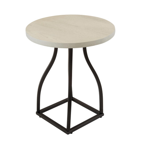 Lindsay Round Accent Table with Metal Base - White Wash