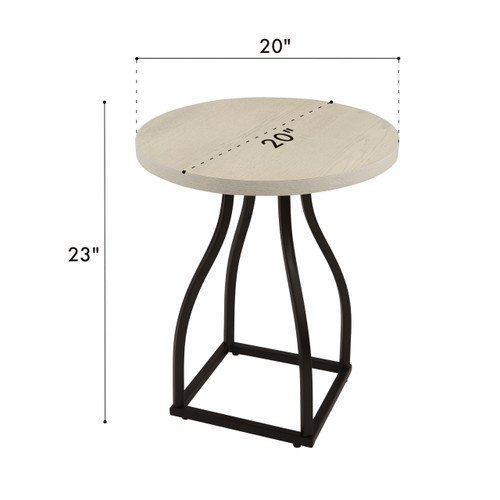 Lindsay Round Accent Table with Metal Base - White Wash