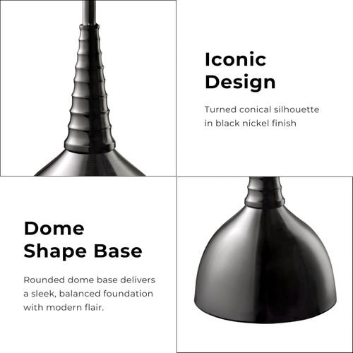 Modern 24" Tall Round End Table with Decorated Tabletop and Iron Metal Base, Accent Furniture, Elegant Pedestal Stand for Living Room, Home Office, Black with Floral Print