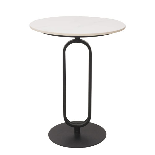 Side Table with Marble Top Metal Pub Bar Round Table Modern Sofa Side End Table Coffee Tray Side Desk for Couch Living Room Bedroom