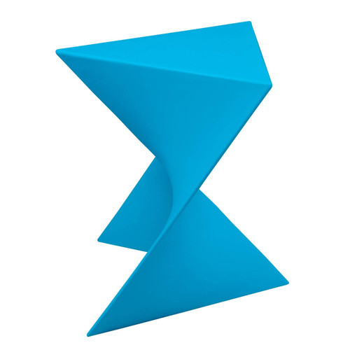 15.75" Triangular Side Table, Stackable Plastic Accent End Table for Indoor & Outdoor Use, Weather-Resistant Modern Patio & Living Room Table, Set of 2, Blue