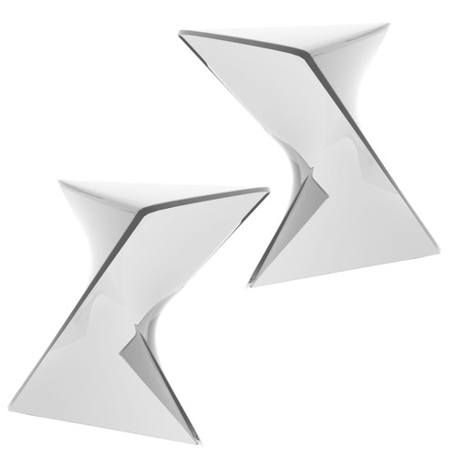 15.75" Triangular Side Table, Stackable Plastic Accent End Table for Indoor & Outdoor Use, Weather-Resistant Modern Patio & Living Room Table, Set of 2, Clear