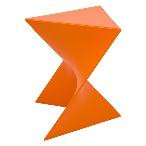 15.75" Triangular Side Table, Stackable Plastic Accent End Table for Indoor & Outdoor Use, Weather-Resistant Modern Patio & Living Room Table, Set of 2, Orange