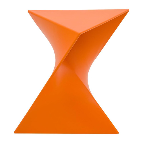 15.75" Triangular Side Table, Stackable Plastic Accent End Table for Indoor & Outdoor Use, Weather-Resistant Modern Patio & Living Room Table, Set of 2, Orange