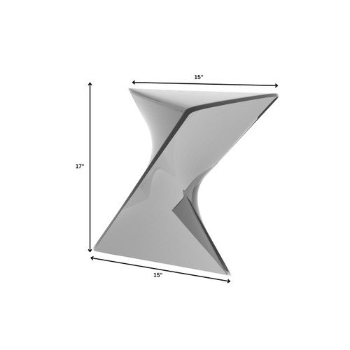 15.75" Triangular Side Table, Stackable Plastic Accent End Table for Indoor & Outdoor Use, Weather-Resistant Modern Patio & Living Room Table, Set of 2, Smoke