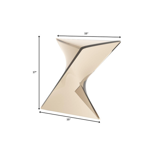 15.75" Triangular Side Table, Stackable Plastic Accent End Table for Indoor & Outdoor Use, Weather-Resistant Modern Patio & Living Room Table, Set of 2, Amber (Transparent)