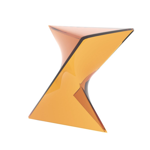 15.75" Triangular Side Table, Stackable Plastic Accent End Table for Indoor & Outdoor Use, Weather-Resistant Modern Patio & Living Room Table, Set of 2, Tea (Transparent)