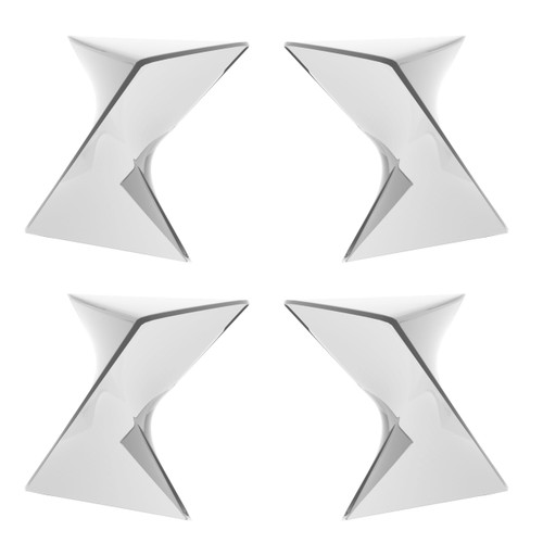 15.75" Triangular Side Table, Stackable Plastic Accent End Table for Indoor & Outdoor Use, Weather-Resistant Modern Patio & Living Room Table, Set of 4, Clear