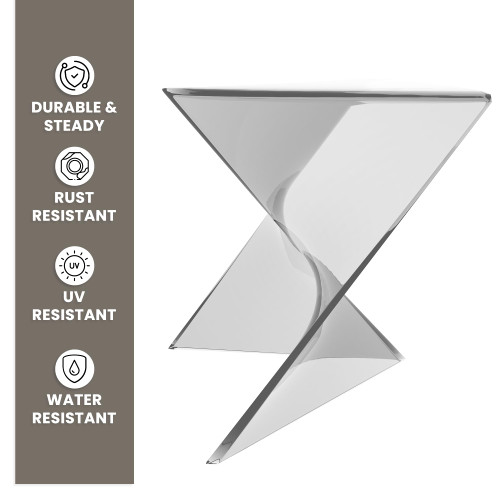 15.75" Triangular Side Table, Stackable Plastic Accent End Table for Indoor & Outdoor Use, Weather-Resistant Modern Patio & Living Room Table, Set of 4, Clear