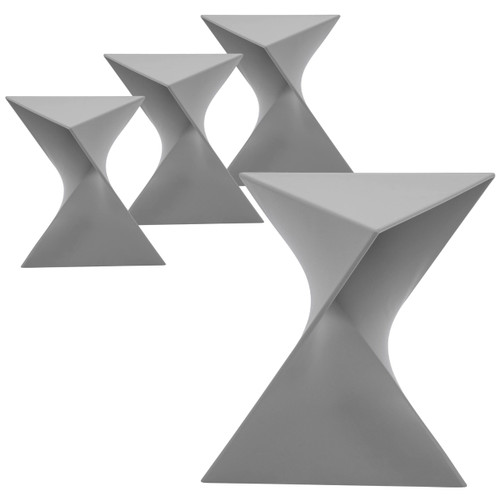 15.75" Triangular Side Table, Stackable Plastic Accent End Table for Indoor & Outdoor Use, Weather-Resistant Modern Patio & Living Room Table, Set of 4, Grey