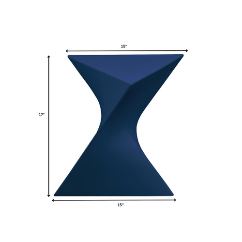 15.75" Triangular Side Table, Stackable Plastic Accent End Table for Indoor & Outdoor Use, Weather-Resistant Modern Patio & Living Room Table, Set of 4, Navy Blue