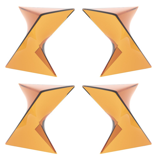 15.75" Triangular Side Table, Stackable Plastic Accent End Table for Indoor & Outdoor Use, Weather-Resistant Modern Patio & Living Room Table, Set of 4, Tea (Transparent)