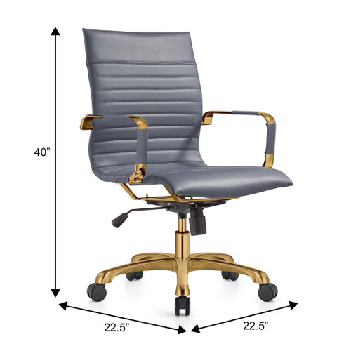 Harris Soft Pad Office Chair – Faux Leather Executive Chair with Gold Steel Base, Adjustable Height, Tilt Lock, Swivel, and Casters – Modern Ergonomic Desk Chair!