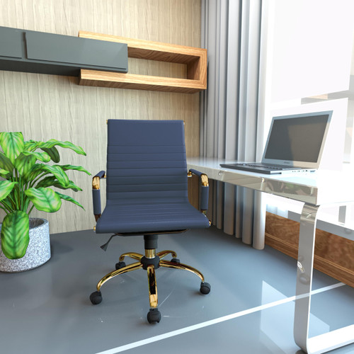 Harris Modern Conference Leather Ergonomic Executive Office Chair with Adjustable Height & Swivel Gold Frame for Home and Office Room!!