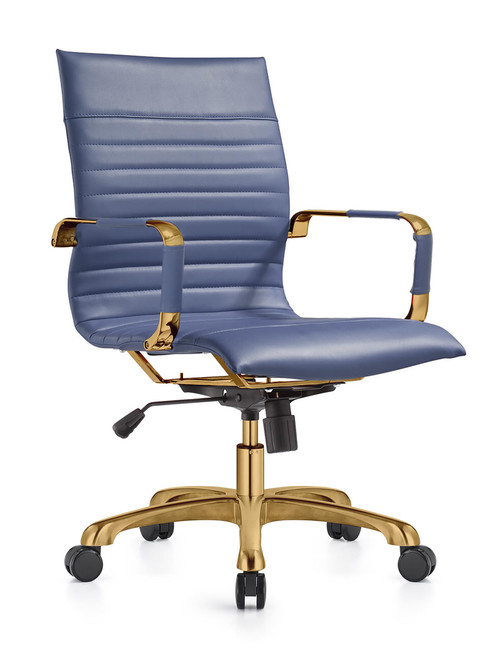 Harris Modern Conference Leather Ergonomic Executive Office Chair with Adjustable Height &Swivel Gold Frame for Home and Office Room