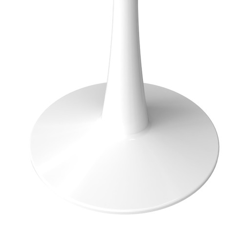 Bristol 31" Wide Round Dining Table, Modern MDF Wood Top & White Metal Pedestal Base Gloss Finish Accent Table Mid-Century Café Table, Kitchen Dining Room Furniture, Marbled White