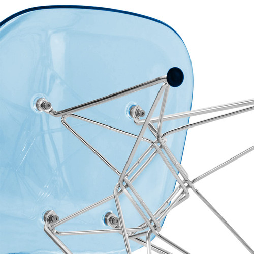 Acrylic Dining Chairs with Chrome Eiffel Base – Set of 2, Curved Back Ergonomic Accent Side Chairs for Modern and Mid-Century Kitchens and Cafes