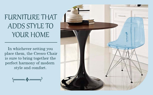 Acrylic Dining Chairs with Chrome Eiffel Base – Set of 2, Curved Back Ergonomic Accent Side Chairs for Modern and Mid-Century Kitchens and Cafes