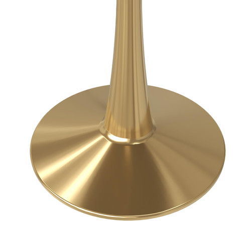 31" Round Dining Table in Marbled White Modern MDF Wood Tabletop with Gold Pedestal Base, Mid-Century Accent Table for Kitchen, Café & Dining Room