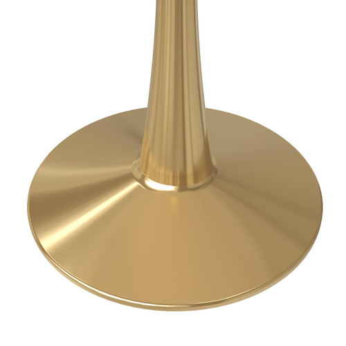 40" Round Dining Table in White Modern Sintered Stone Tabletop with Gold Pedestal Base, Mid-Century Accent Table for Kitchen, Café & Dining Room