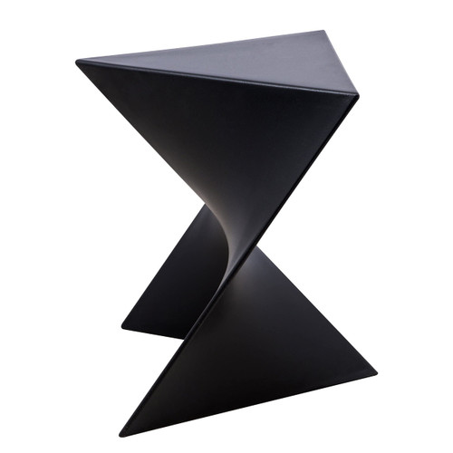 15.75" Triangular Side Table, Stackable Plastic Accent End Table for Indoor & Outdoor Use, Weather-Resistant Modern Patio & Living Room Table, Black