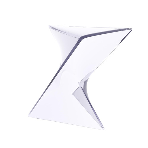 15.75" Clear Stackable Plastic Side Table - Weather-Resistant Triangular Accent Table for Living Room, Patio, or Backyard