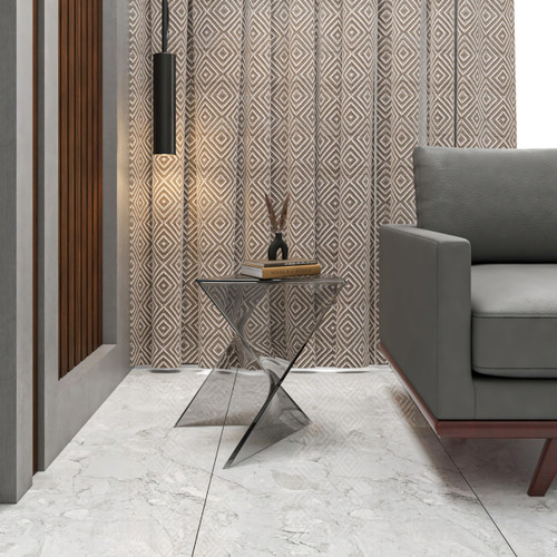 15.75" Stackable Weather-Resistant Plastic Triangular Side Table - Clear Smoke Accent End Table for Indoor & Outdoor Use