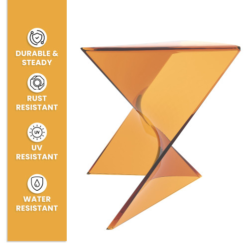 15.75" Stackable Weather-Resistant Plastic Triangular Side Table - Transparent Tea Accent End Table for Indoor & Outdoor Use