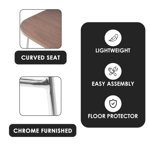 Melrose 26" Modern Wood Counter Stool Kitchen Island Stools with Chrome Base & Footrest Set of 4 (Walnut)