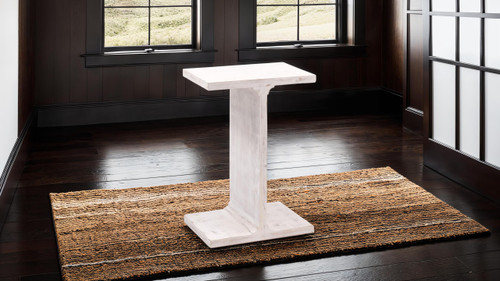 Solid Mango Wood 20" Height I-Shaped,C-Shaped End Table for Couch,Square Accent Table,Drink Desk Modern Home, Bedroom & Living Room Furniture,2-Tier Narrow Sturdy Sofa Table. White