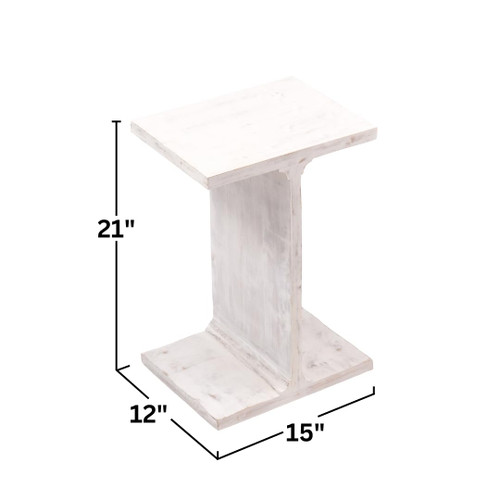 Solid Mango Wood 20" Height I-Shaped,C-Shaped End Table for Couch,Square Accent Table,Drink Desk Modern Home, Bedroom & Living Room Furniture,2-Tier Narrow Sturdy Sofa Table. White